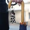 Suobstales Cow Print Chapstick Holder Keychain Neoprene Lip Balm Black White Animal Gloss Portable Tubes Pocket Bag Lipstick Case, Black and White Cow Pattern view 4
