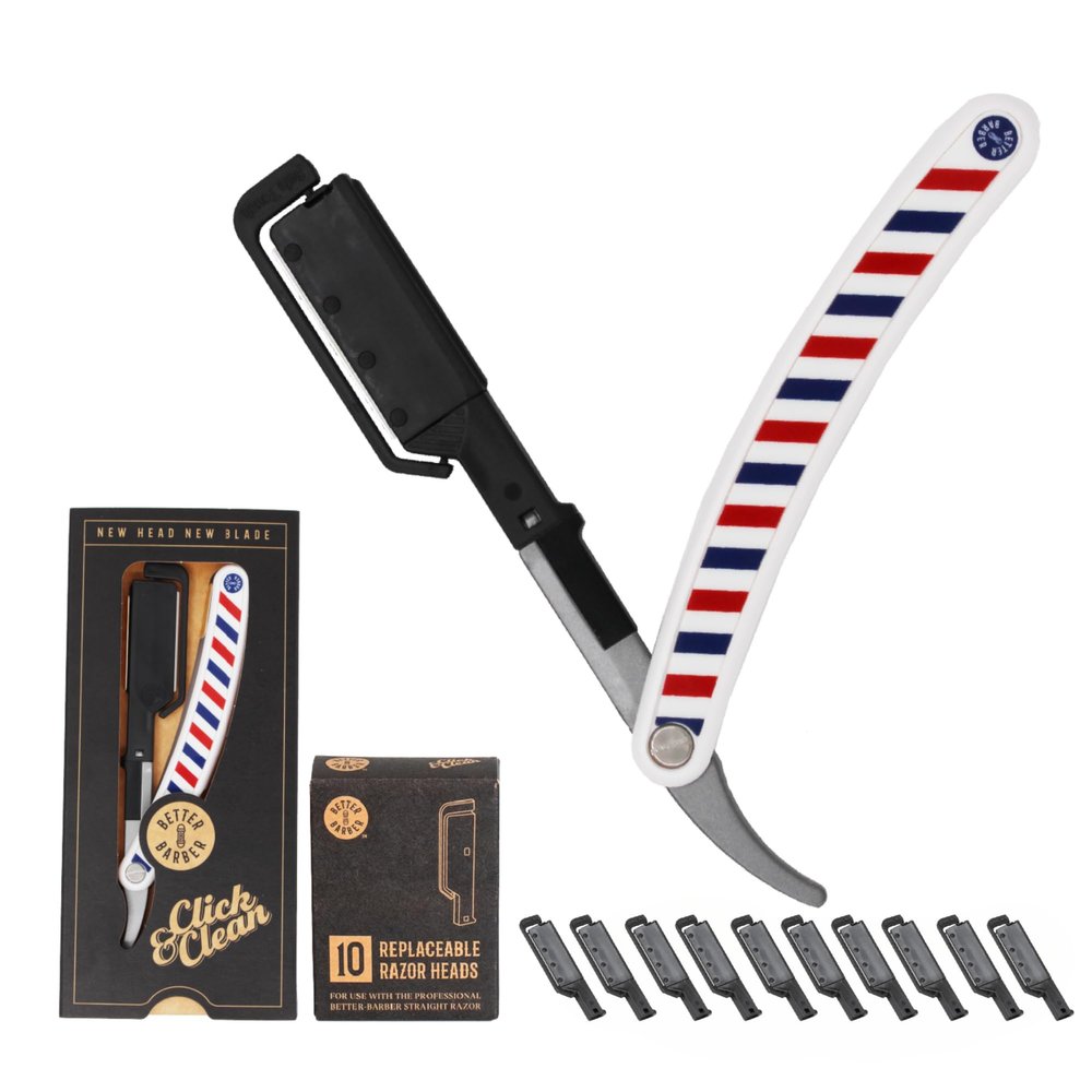 Patented Professional Straight Razors for Men - Barber Razor for Shaving with 11 Disposable Blades - Easy to Use and Replace Mens Straight Razors for Home Use, Ideal Gift for Dad by Better Barber