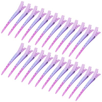 24 Packs Duck Bill Clips, Bantoye 3.35 Inches Rustproof Metal Alligator Curl Clips with Holes for Hair Styling, Hair Coloring, Gradient Pink