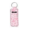 Suobstales Cow Print Chapstick Holder Keychains Neoprene Lipstick Holder Protective Cases for Girls Women Portable Pocket Lip Gloss Tube Holder,Pink, Cow Print Pink view 1