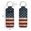 Suobstales American Flag Chapstick Holder Keychain Neoprene Lip Balm Holders Pouch Clip-on Chapstick Sleeve Pouch with Metal Clip Patriotic Decoration Portable Pouch view 2