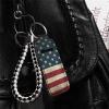 Suobstales American Flag Chapstick Holder Keychain Neoprene Lip Balm Holders Pouch Clip-on Chapstick Sleeve Pouch with Metal Clip Patriotic Decoration Portable Pouch view 3