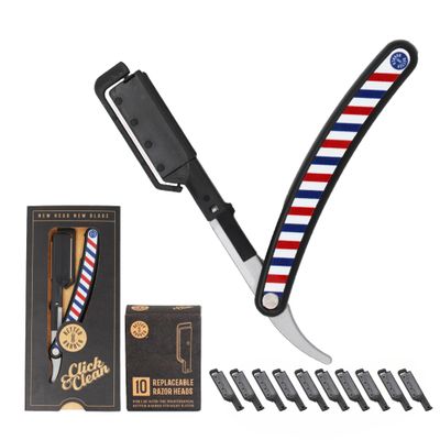 Patented Straight Edge Razors for Men, Close Shaving Razor for Beard with 11 Disposable Blades, Easy to Use and Replace Single Edge Razor Blades, Perfect for Fathers Day Gift by Better Barber