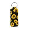 Suobstales Black Sunflower Chapstick Holder Keychains Neoprene Lipstick Balm Holder Lip Balm Holders for Chapstick Tracker and Safeguard Portable Pocket Lip Gloss Tube Holder view 1
