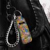 Suobstales Hippie Flower Chapstick Holder Neoprene Keychains Lipstick Colorful Cartoon Floral Case Cover Portable Balm Holders Pouch One Size view 3