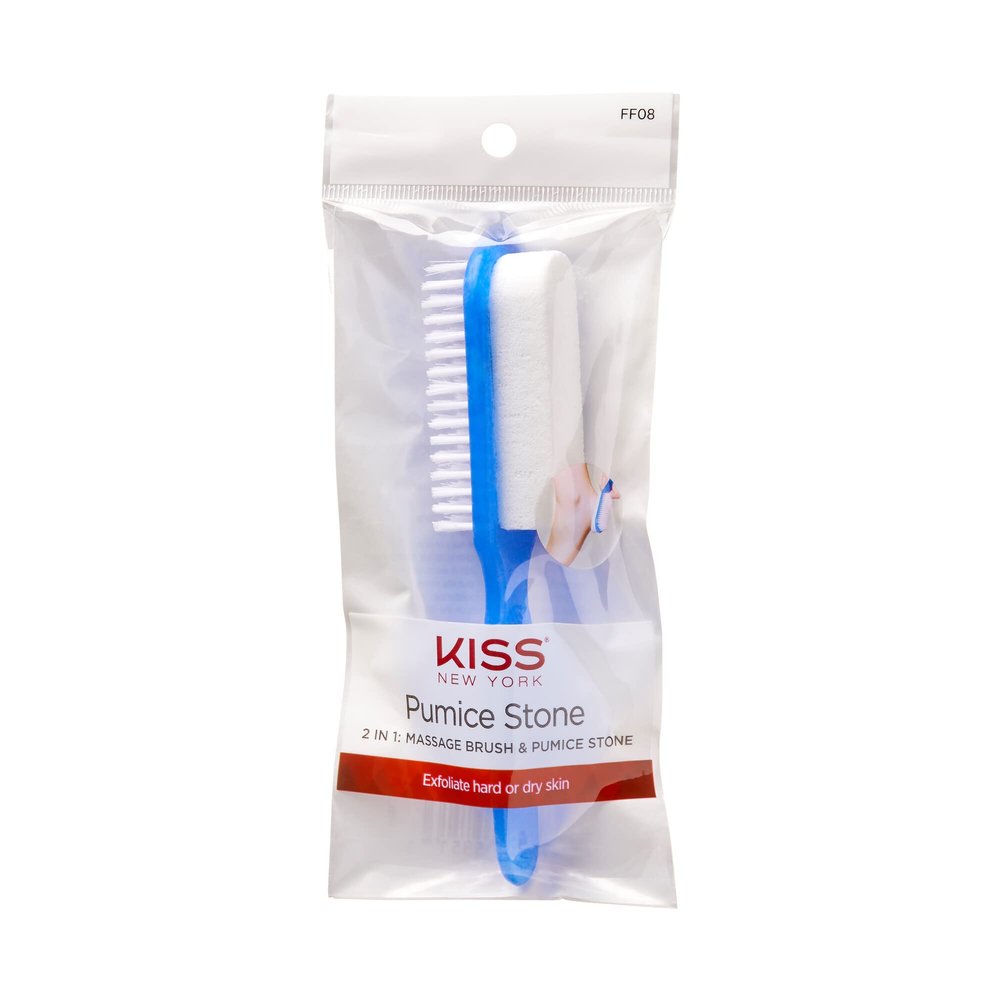 Kiss New York Pumice Stone 2 in 1 Massage Brush and Pumice Stone Foot Exfoliator Scrubber