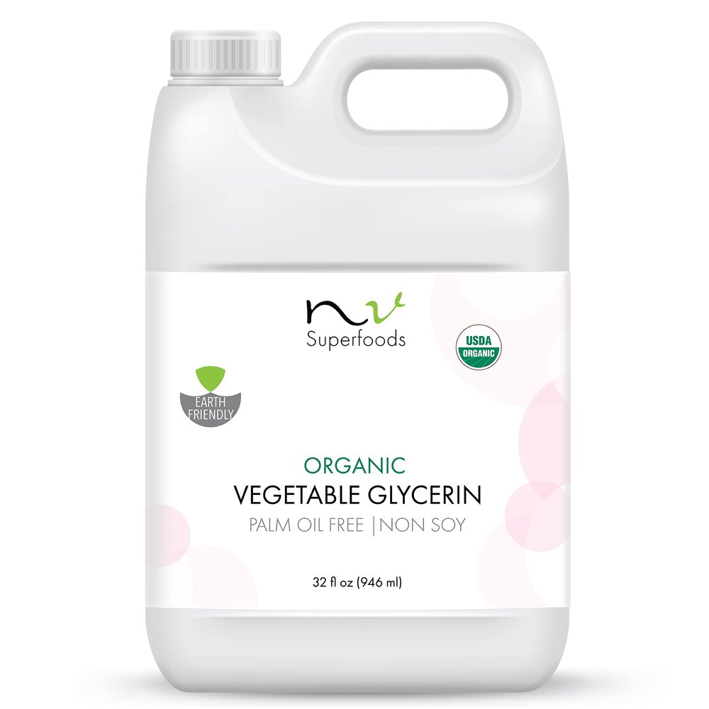 NV Superfoods - Organic Vegetable Glycerin - 32 Fl Oz - Palm Oil Free - USP Food Grade, 100% Natural, Carrier for Essential Oils, Perfect for Skin, Hair & Nails as well as Arts & Crafts