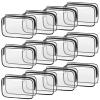 TISRATOK 12 PCS Clear Makeup Bag for Women with Zipper, TSA Approved Toiletry Pouch, Cosmetic Bag Bulk for Travel Organizer Essentials - Black,Medium view 1