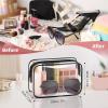 TISRATOK 12 PCS Clear Makeup Bag for Women with Zipper, TSA Approved Toiletry Pouch, Cosmetic Bag Bulk for Travel Organizer Essentials - Black,Medium view 2