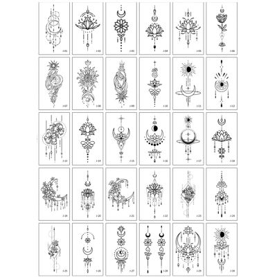 30Sheet/Lot Temporary Tattoo Sticker Moon Lotus Body Art Arm Tattoos Waterproof Flowers Tattoos Sticker Fake
