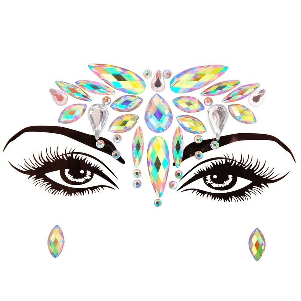 3D Glitter Rhinestone Temporary Sexy Face Tattoo Sticker DIY Kids Holiday Party Masquerade Body Facial Jewelry Tattoo (19)