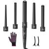 5 In 1 Curling Wand Set, Curling Iron Interchangeable Ceramic Barrels (0.35-1.25 Inch), Heating Hair Curler Kit with Protective Glove & 2 Clips Ceramic Coated for All Hair Types, Gift for Girls, Women view 1