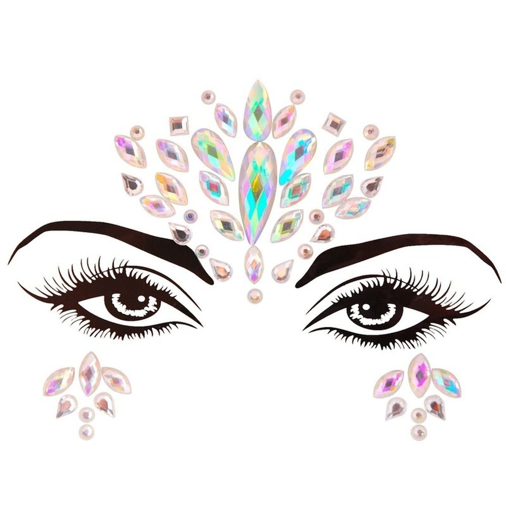 3D Glitter Rhinestone Temporary Sexy Face Tattoo Sticker DIY Kids Holiday Party Masquerade Body Facial Jewelry Tattoo (02)