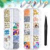 2 Boxes Summer Beach Nail Art Rhinestones Accessories Ocean Theme Shell Starfish Conch Nail Studs Sea Series Nail Art Rivets Charms Supplies for Nail Art Designs DIY Manicure Decoration5-6 view 1