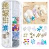 2 Boxes Summer Beach Nail Art Rhinestones Accessories Ocean Theme Shell Starfish Conch Nail Studs Sea Series Nail Art Rivets Charms Supplies for Nail Art Designs DIY Manicure Decoration5-6 view 2