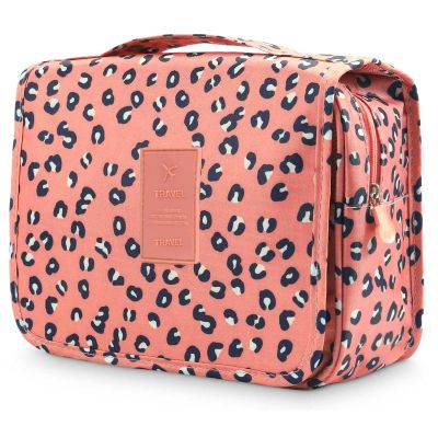 L&FY Hanging Travel Toiletry Bag Women's Cosmetic Organizer Makeup Pouch Men's Dopp Kits With Handle(Pink Leopard)