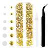 4240Pcs Flatback Yellow Rhinestones Glass Crystal Diamonds for Nail Art Crafts Tumblers Shiny Round with Tweezers and Picking Pen (SS6~SS20 Set) view 1