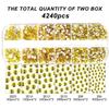 4240Pcs Flatback Yellow Rhinestones Glass Crystal Diamonds for Nail Art Crafts Tumblers Shiny Round with Tweezers and Picking Pen (SS6~SS20 Set) view 3