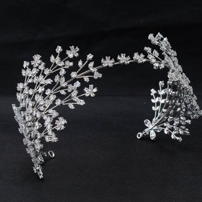 Handmade Cubic Zirconia Soft Headband for Wedding,Big Crystal Hairband Tiara Hair Jewelry Accessories Headpieces