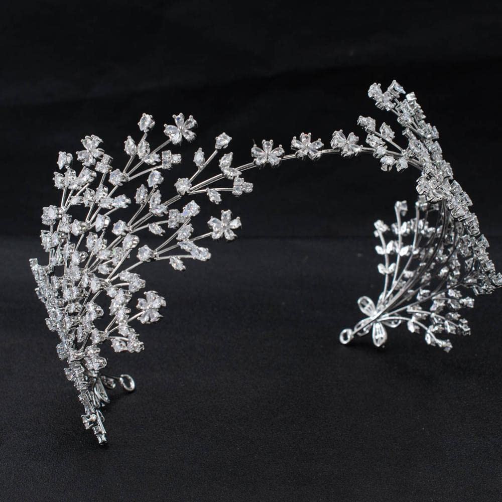 Handmade Cubic Zirconia Soft Headband for Wedding,Big Crystal Hairband Tiara Hair Jewelry Accessories Headpieces