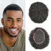 Afro Curl Toupee for Black Men 6mm Wave Hair Unit Full Lace African American Human Replacement Systems Natural Hairline Breathable Hairpiece Kinky Curly Mens Wigs(8''x10'', 110# JET BLACK), 3.0 Fl Oz view 1