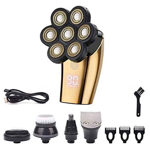 Head Shavers for Bald Men, 5 in 1 Electric Shaver For Men 7 Blade Beard Trimmer Clipper Men&'s Shaving Machine Barber With LED Display IPX6 Waterproof Razor (Color : 5 in 1)