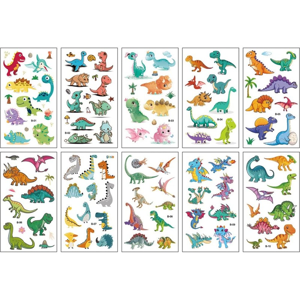 10 Sheets/Set Animal Dinosaur Watch Children's Tattoo Stickers Face Arm Body Waterproof Temporary Tattoo for Kids (style 2)