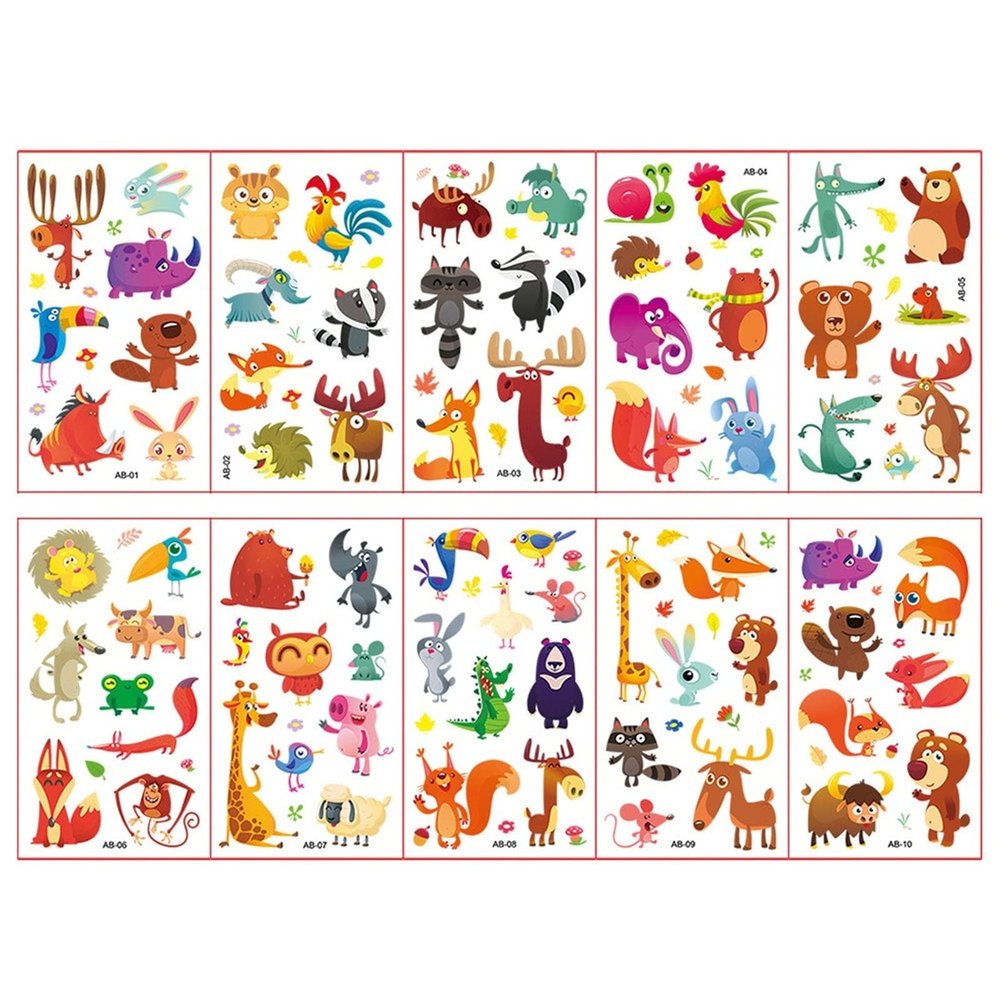 10 Sheets/Set Animal Dinosaur Watch Children's Tattoo Stickers Face Arm Body Waterproof Temporary Tattoo for Kids (style 16)