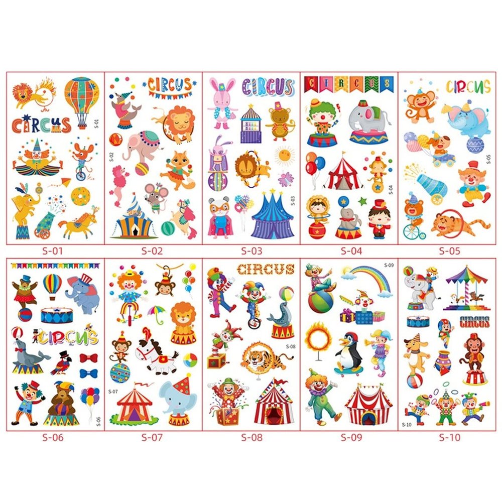 10 Sheets/Set Animal Dinosaur Watch Children's Tattoo Stickers Face Arm Body Waterproof Temporary Tattoo for Kids (style 13)