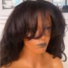 Bangs Wig Human Brazilian Hair Wavy Human Hair Wig With Bangs Remy For Women 8 Inch 150 Density view 3