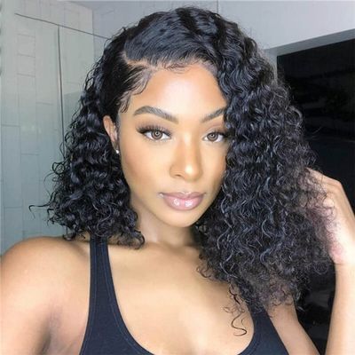 13X4 Deep Wave Short Bob Lace Front Human Hair Wig With Baby Hair 8-14 Inch Lace Wig For Women 13X4 Lace 10inch 180 Density