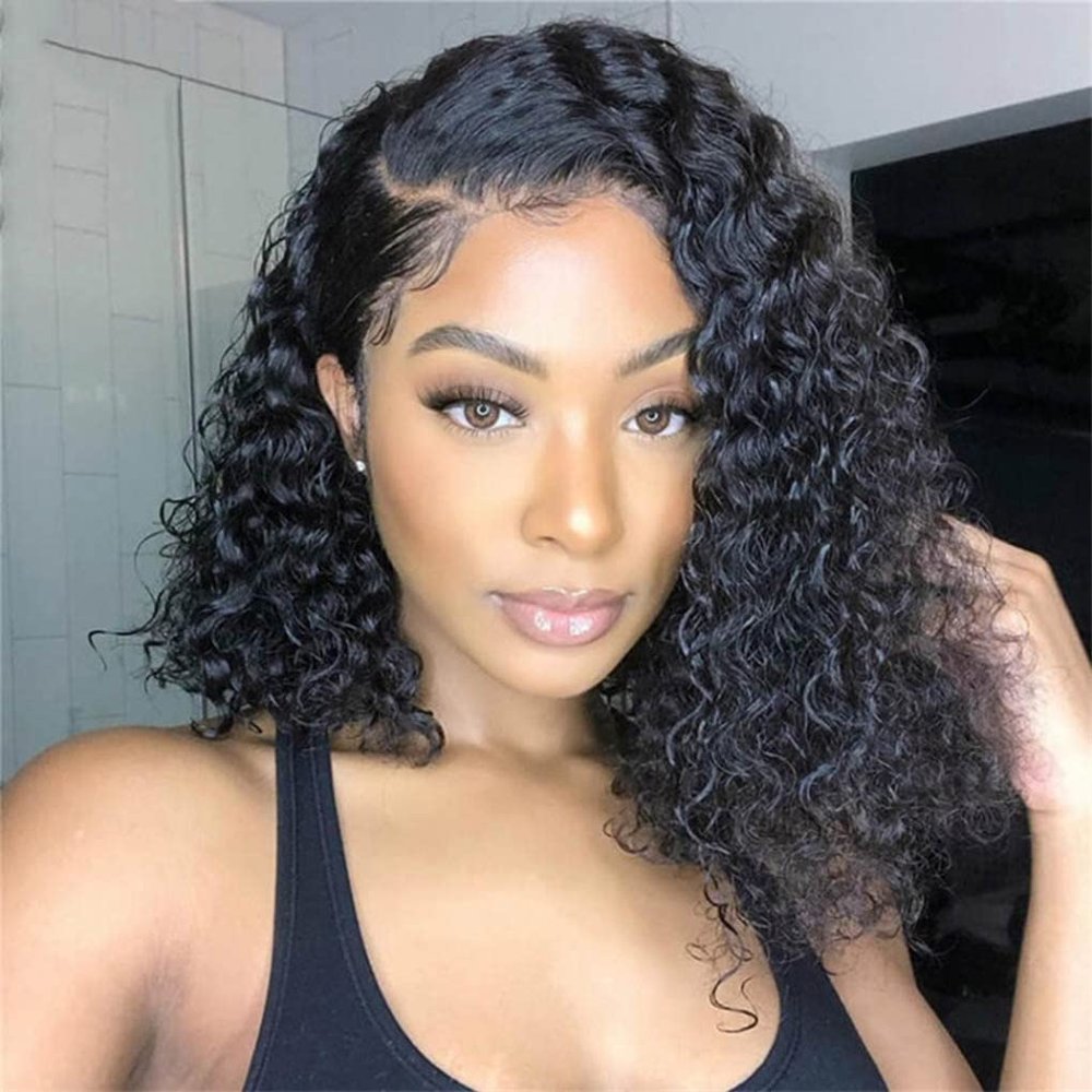 13X4 Deep Wave Short Bob Lace Front Human Hair Wig With Baby Hair 8-14 Inch Lace Wig For Women 13X4 Lace 10inch 180 Density