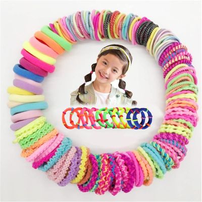 100pcs Girls Hair Band High Elastic Band Candy Color Hair Scrunchies Hair Accessories