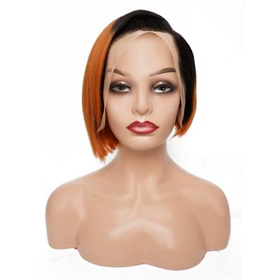 13X4 Lace Frontal Bob Wig Side Part Remy Human Hair Ombre Colors Transparent Front Lace Wigs T1B 350 150 density