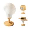 CHADWICK Wig Head Stand Mannequin Head Hat Display Stand Linen Wig Holder, Hat Rack Fabric Head, Canvas Dome + Detachable Wood Stand, Wig Display Model Head Wig Stand for Wigs, Hats, Caps, Headdress view 1