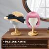 CHADWICK Wig Head Stand Mannequin Head Hat Display Stand Linen Wig Holder, Hat Rack Fabric Head, Canvas Dome + Detachable Wood Stand, Wig Display Model Head Wig Stand for Wigs, Hats, Caps, Headdress view 2