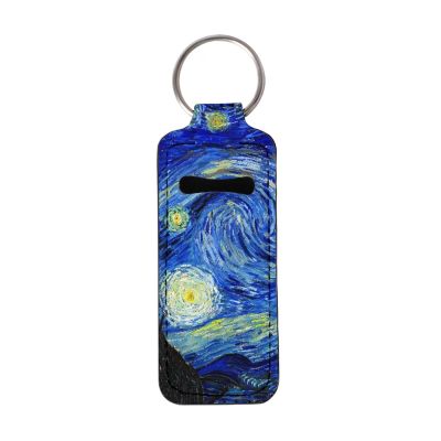 Xoenoiee Personalized Chapstick Holder Keychain Lip Gloss Lip Balm Holder Lipstick Carrier Lippy Clip Insulated Neoprene, 10 Pack, Van Gogh Starry Night Painting