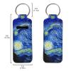 Xoenoiee Personalized Chapstick Holder Keychain Lip Gloss Lip Balm Holder Lipstick Carrier Lippy Clip Insulated Neoprene, 10 Pack, Van Gogh Starry Night Painting view 2