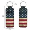 Xoenoiee Personalized Chapstick Holder Keychain Lip Gloss Lip Balm Holder Lipstick Carrier Lippy Clip Insulated Neoprene, 10 Pack, Retro American Flag view 2