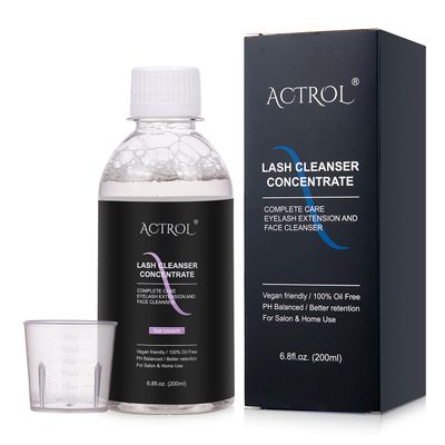 ACTROL Eyelash Cleanser Concentrate 200ml Bubble Gum Professional Lash Shampoo Foaming Cleanser DIY Paraben & Sulfate Free Non-lrritating Wash for Extensions Lashes Care-Makes 20 Bottles