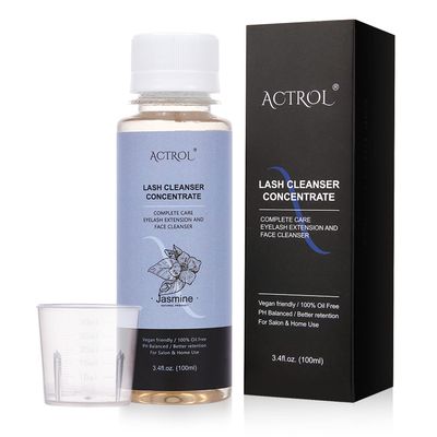 ACTROL Eyelash Cleanser Concentrate 100ml Jasmine Professional Lash Shampoo Foaming Cleanser Paraben & Sulfate Free Non-lrritating Wash for Extensions Lashes with Salon Home Care-Makes 20 Bottles