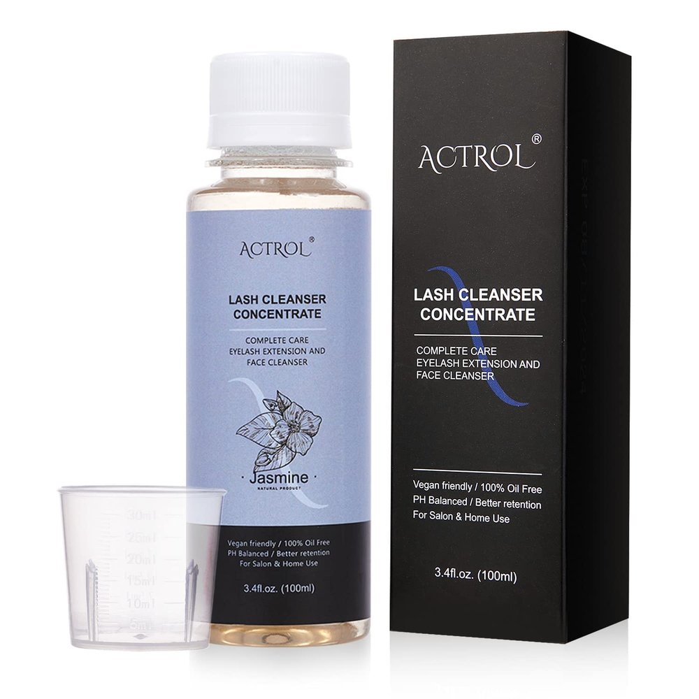 ACTROL Eyelash Cleanser Concentrate 100ml Jasmine Professional Lash Shampoo Foaming Cleanser Paraben & Sulfate Free Non-lrritating Wash for Extensions Lashes with Salon Home Care-Makes 20 Bottles