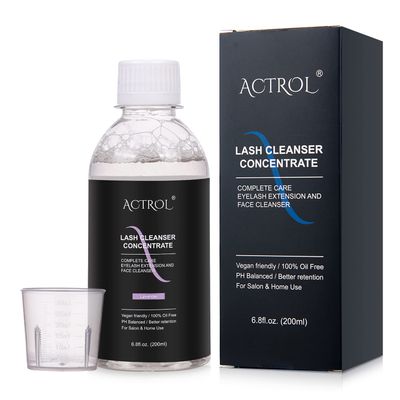 ACTROL Eyelash Cleanser Concentrate 200ml Lavender Professional Lash Shampoo Foaming Cleanser Lash Wash Concentrate for Extensions Lashes with Salon Home Care-Makes 40 Bottles