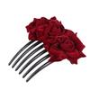 Uonlytech Black Hair Clips Bride Wedding Hair Comb, Rose Flower Hair Comb Floral Hair Clip Bridal Headpiece Floral Hair Accessories for Women Girls Bride, Wine Red Womens Hair Clips view 1