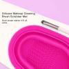3 Pack Silicone Makeup Cleaning Brush Washing Pad Portable Foldable Makeup Brush Cleaning Bowl Organizer Travel(Rose red) view 3