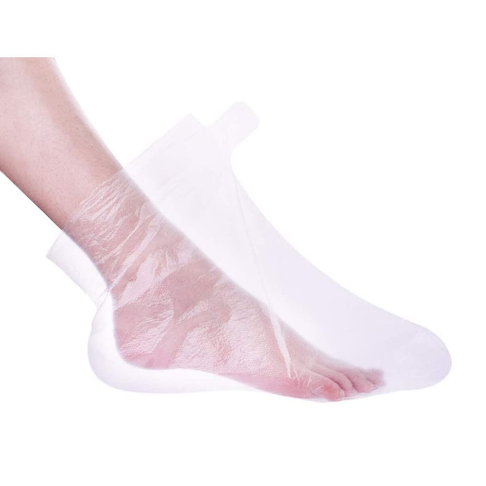 FOMIYES Disposable Booties 200pcs Plastic Foot Covers Socks Booties Paraffin Bath Liners for Foot Hot Wax Spa Pedicure Transparent Feet Liners Socks