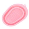 3 Pack Silicone Makeup Cleaning Brush Washing Pad Portable Foldable Makeup Brush Cleaning Bowl Organizer Travel(Pink) view 4