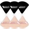 BLAAROOM 6 Pieces Powder Puff Face Makeup Velour Soft Triangle Powder Puffs - for Loose Powder Mineral Powder Body Powder Wet Dry Cosmetic Foundation Sponge Makeup Tool - Black & Nude view 1