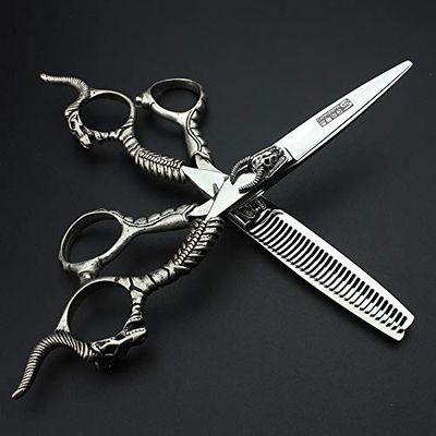 Hair Cutting Scissors, 6inch Professional Japan 440c Steel Upscale High Hardness Salon Styling Scissors Hairdresser Hairdressing Scissors Tool Set (Color : Pharaoh set)