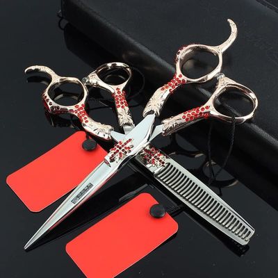 Hair Cutting Scissors, 6inch Professional Japan 440c Steel Upscale High Hardness Salon Styling Scissors Hairdresser Hairdressing Scissors Tool Set (Color : Sunflower set)